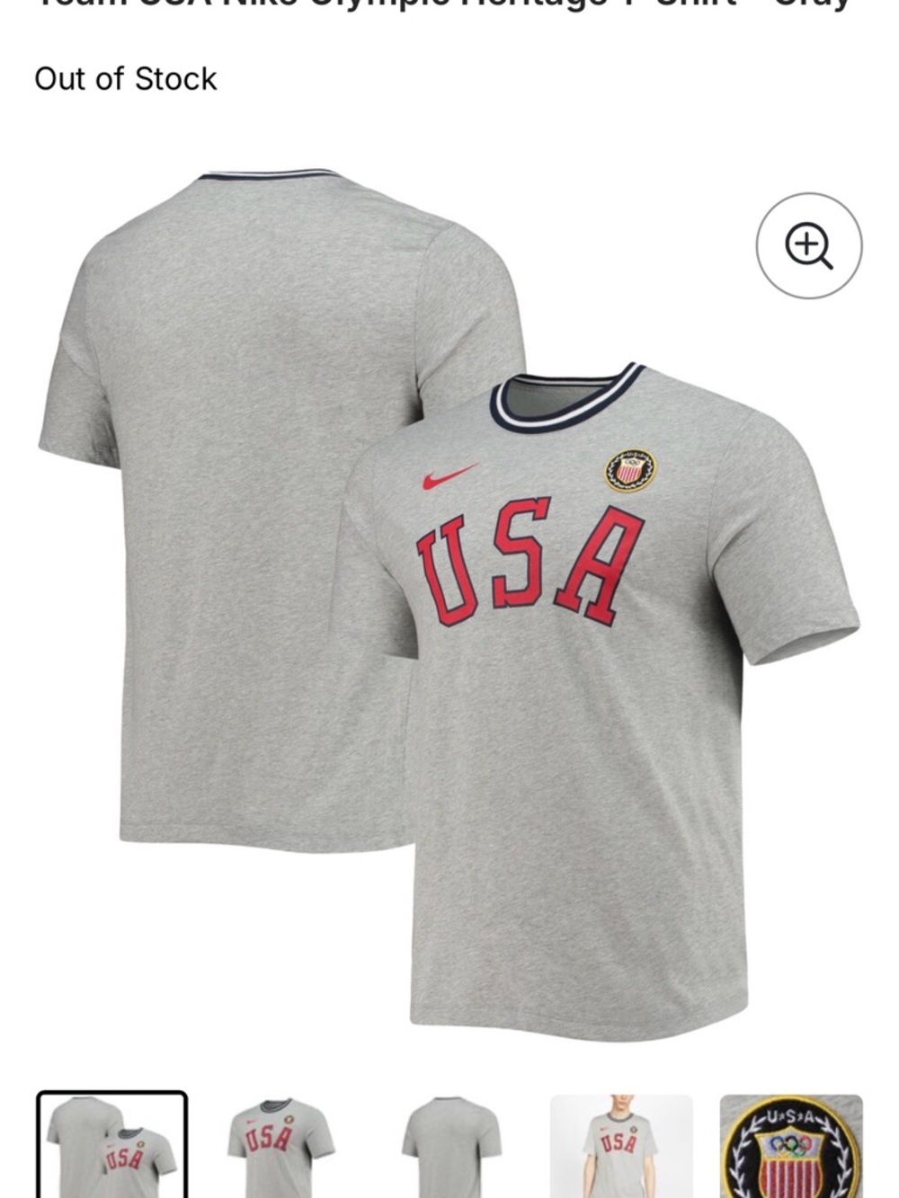 Nike Gray Short-Sleeve USA Crewneck T-Shirt with Red Graphic
